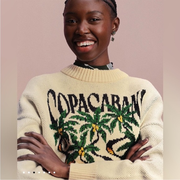 NWT Farm Rio Copacabana Graphic Sweater with Fringe Size L Large - Picture 2 of 4